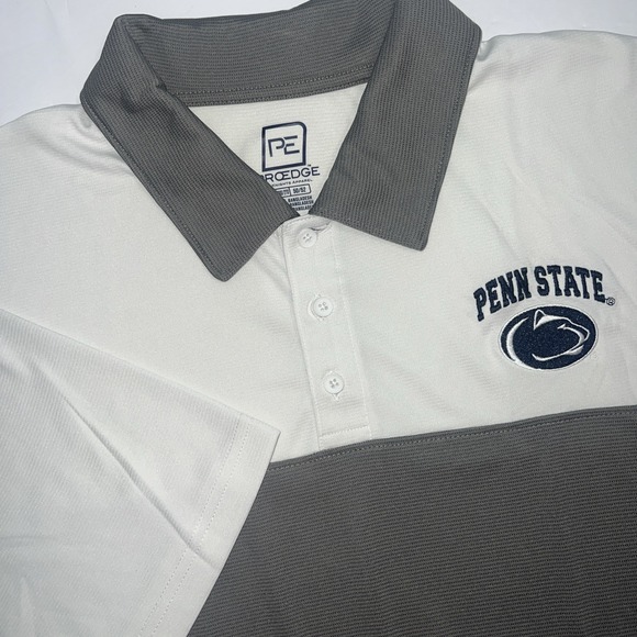 ProEdge Penn State Logo Polo White/Gray Polyester Shirt NCAA Mens Size 2XL - Picture 8 of 8